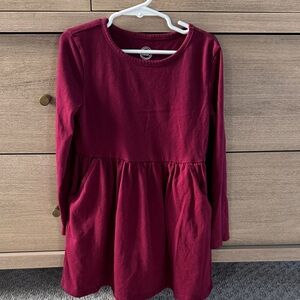 Girls Burgundy Long Sleeve Dress